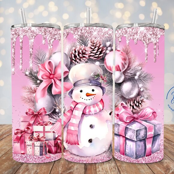 Christmas Tumbler, Holiday Winter Cup, Cute Snowman Gift For Her - Picture 1 of 7
